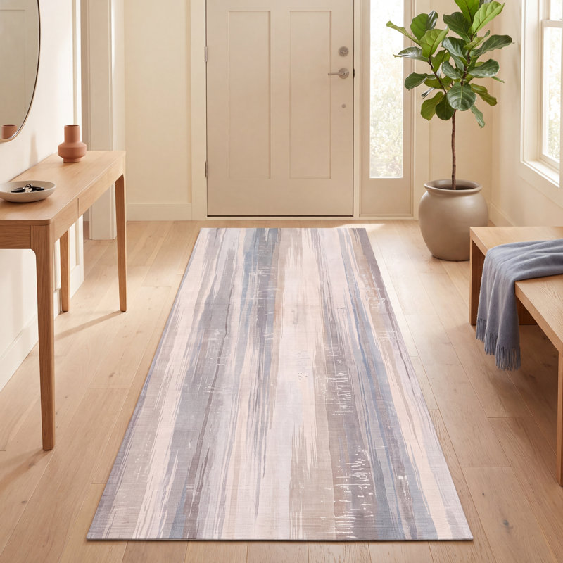 Tapis Mesa moderne à l'aspect vieilli, motif aquarelle abstrait bleu, gris et beige, lavable à la machine, antidérapant, à poils courts, pour l'intérieur et l'extérieur, adapté aux animaux domestiques, idéal pour le salon, la chambre, la salle à manger, l'entrée, le couloir ou le bureau.