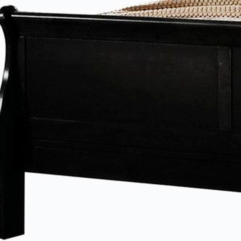 Amadis Wooden Sleigh Bed, Twin, Black