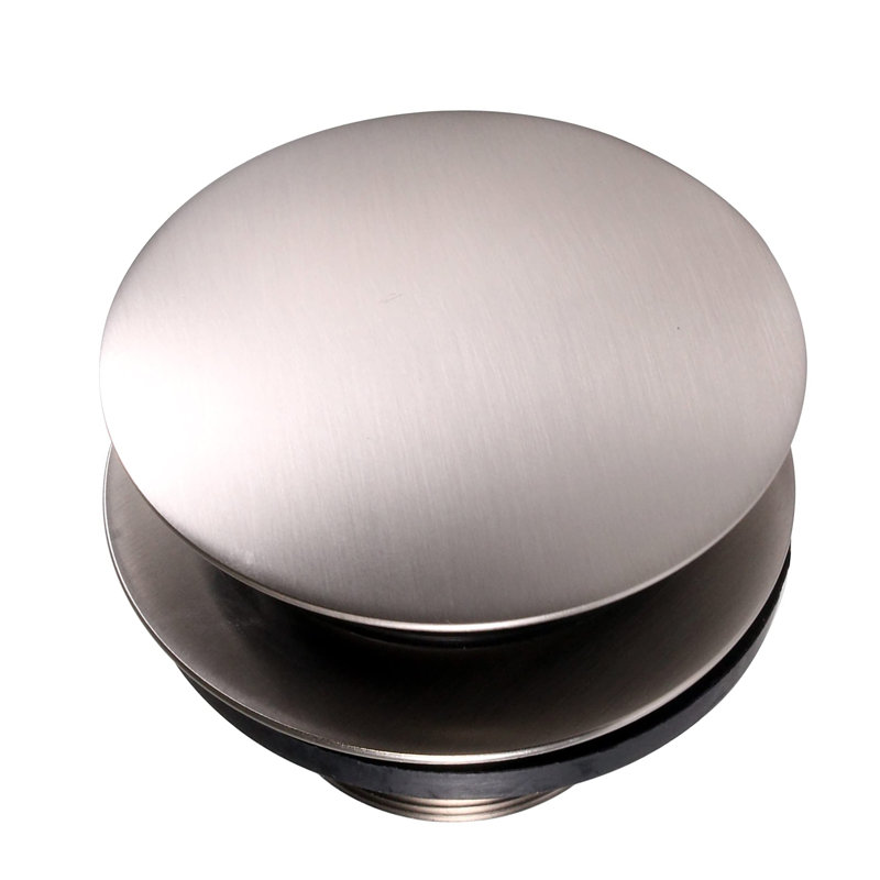 Universal Thread Tip-Toe Bathtub Drain Trim with Illusionary No-Hole Faceplate and Adaptor Bushing, Satin Nickel