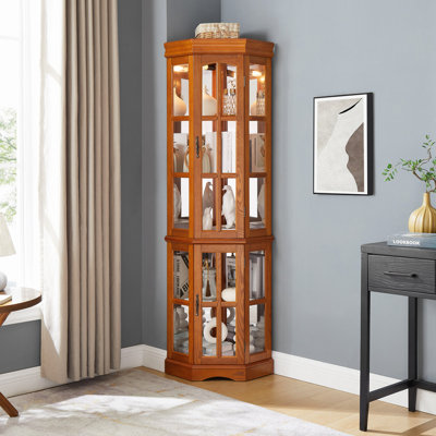 Cabinet d'angle avec 5 tablettes et système d'éclairage (ampoule E26 non incluse)