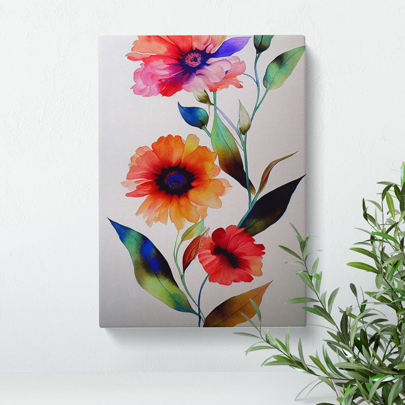 XC1022-3685X Pretty Watercolour Flowers No.4 - Wrapped Canvas Print, 76cm H x 50cm W x 2cm D