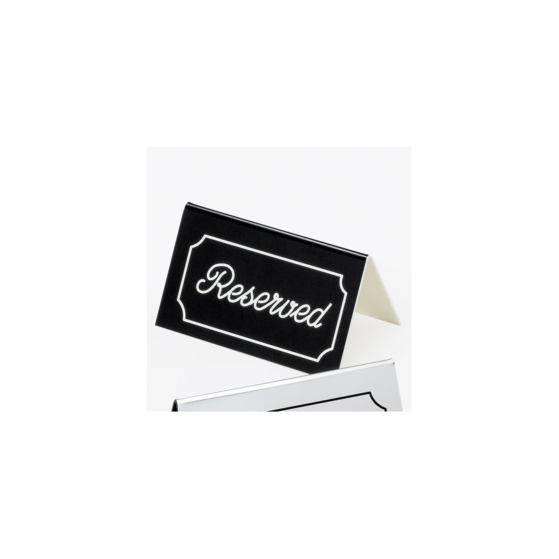 5" x 3" Double-Sided "Reserved" Tent Sign, Black/White