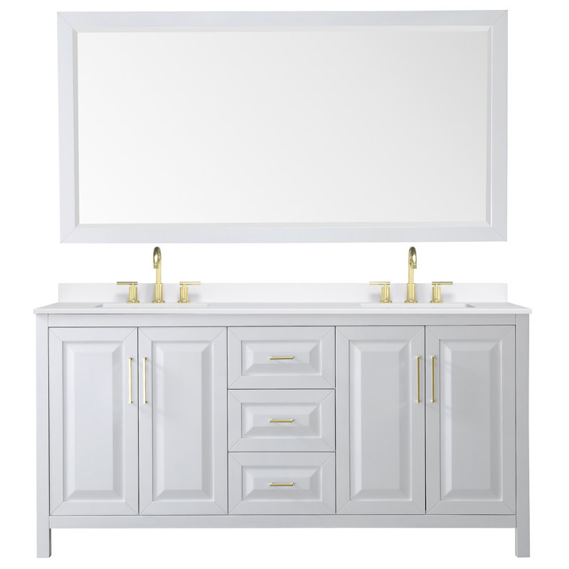 Daria 72'' W Vanity, White, Brushed Gold, Giotto Quartz