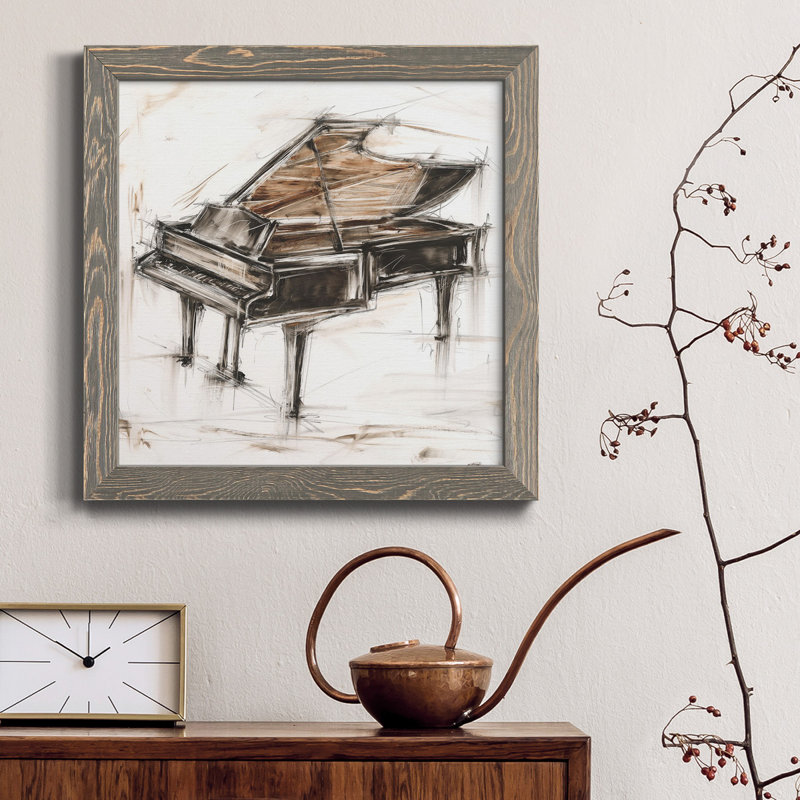 Étude de piano à queue - Toile encadrée de qualité supérieure - prête à être accrochée, H 31,5 po x l 31,5 po x P 1,5 po