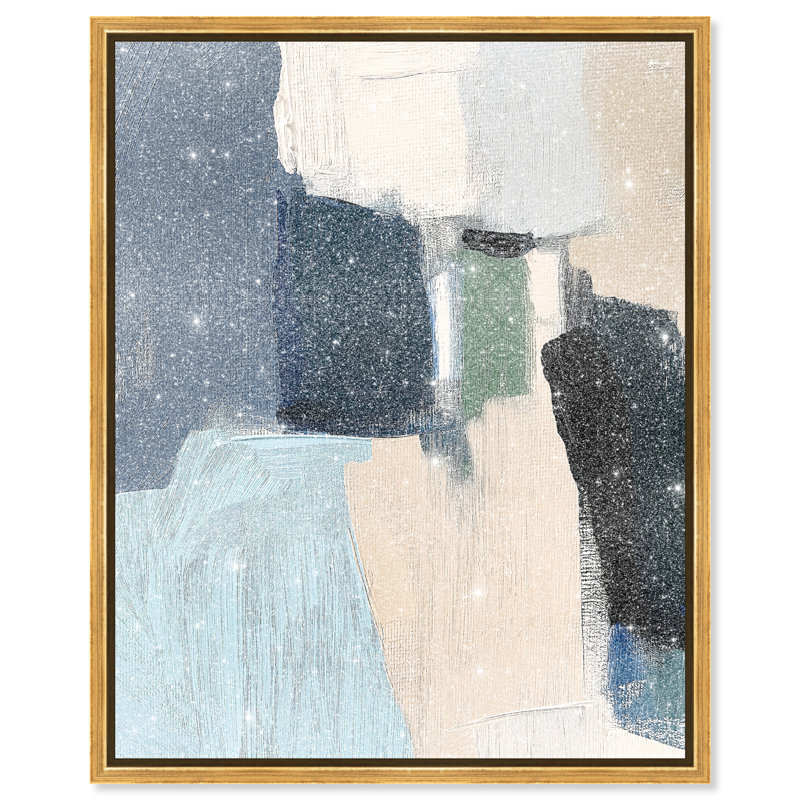 Deep Blue Mirage Canvas Abstract Print by Oliver Gal, Black Frame, 16 x 20, 21"H x 17"W, Gold Frame