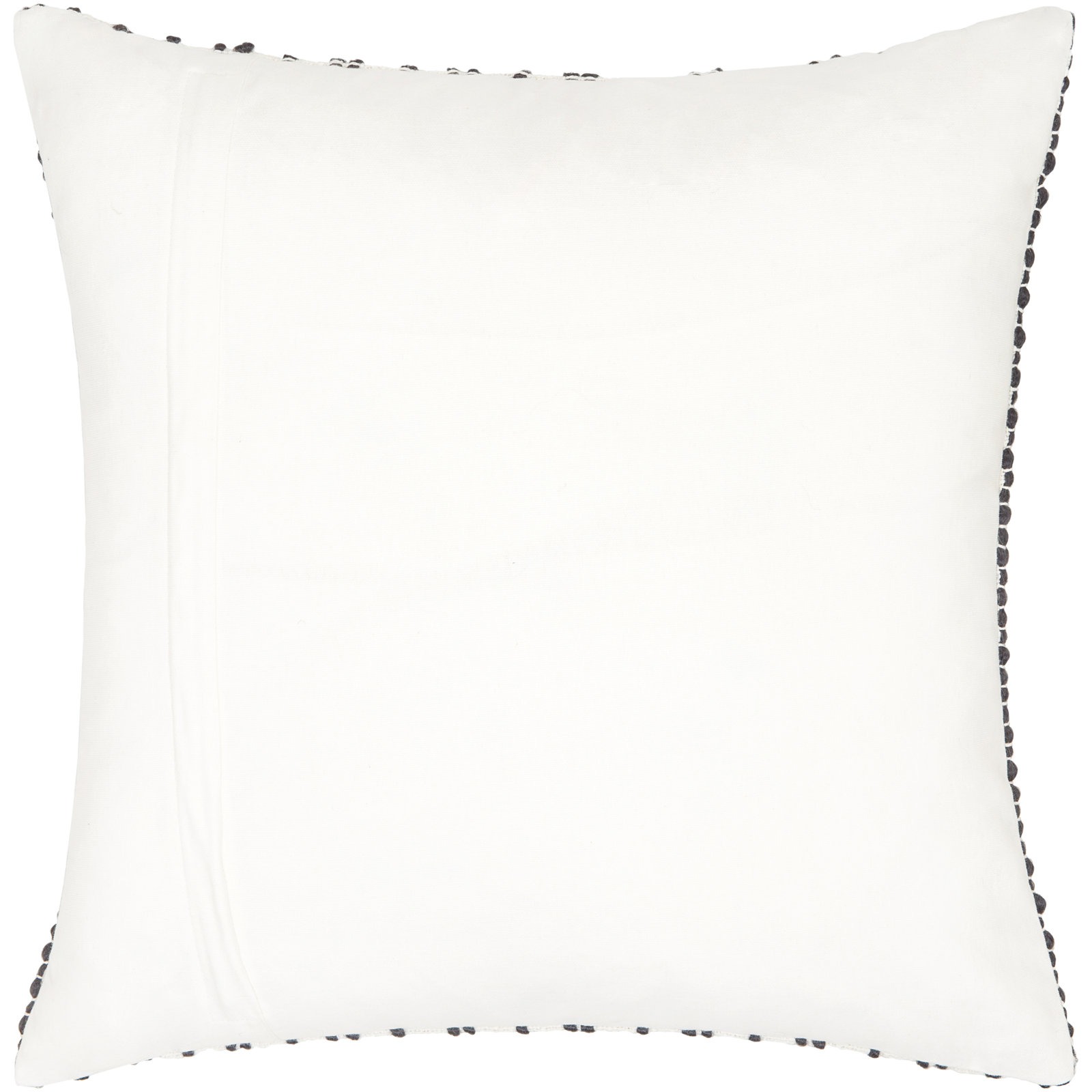 Amora Embroidered Cotton Pillow Cover, 20" x 20", White/Black, Down
