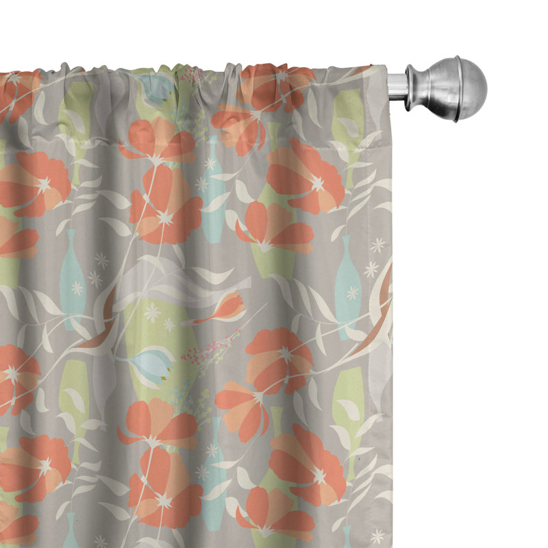 Floral Semi-Sheer Rod Pocket Curtain Panels, 28" x 95"