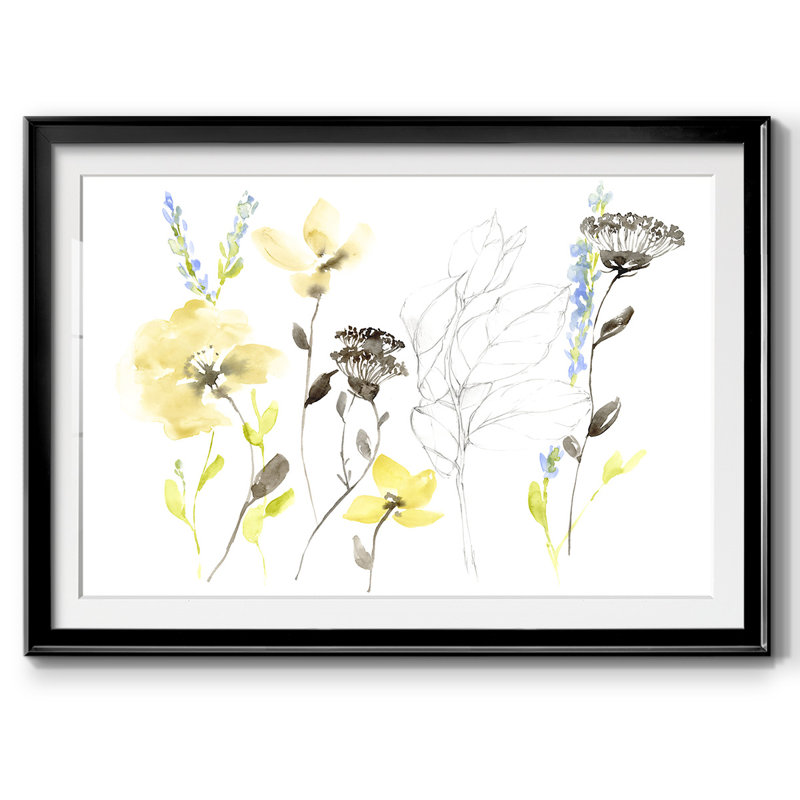 Wild Flowers And Contour II, reproduction d'art encadrée, Noir, H 27 po x l 39 po x P 1,5 po
