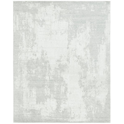 Ulis Hand Loomed Wool/Viscose/Cotton Abstract Rug in Gray/Silver
