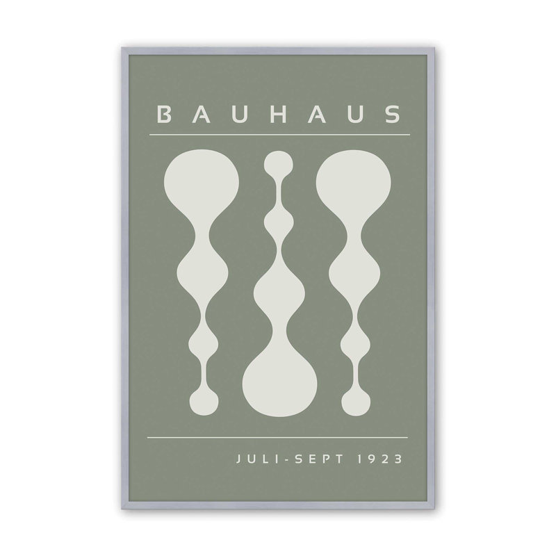 Green Retro Bauhaus Poster II Print, 11.25" H x 9.25" W x 1.25" D, Polished Chrome