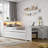 Full Size Daybed with Storage Shelves,Drawers,Trundle,Charging Station,LED Light,Desk and Cabinet-835423189