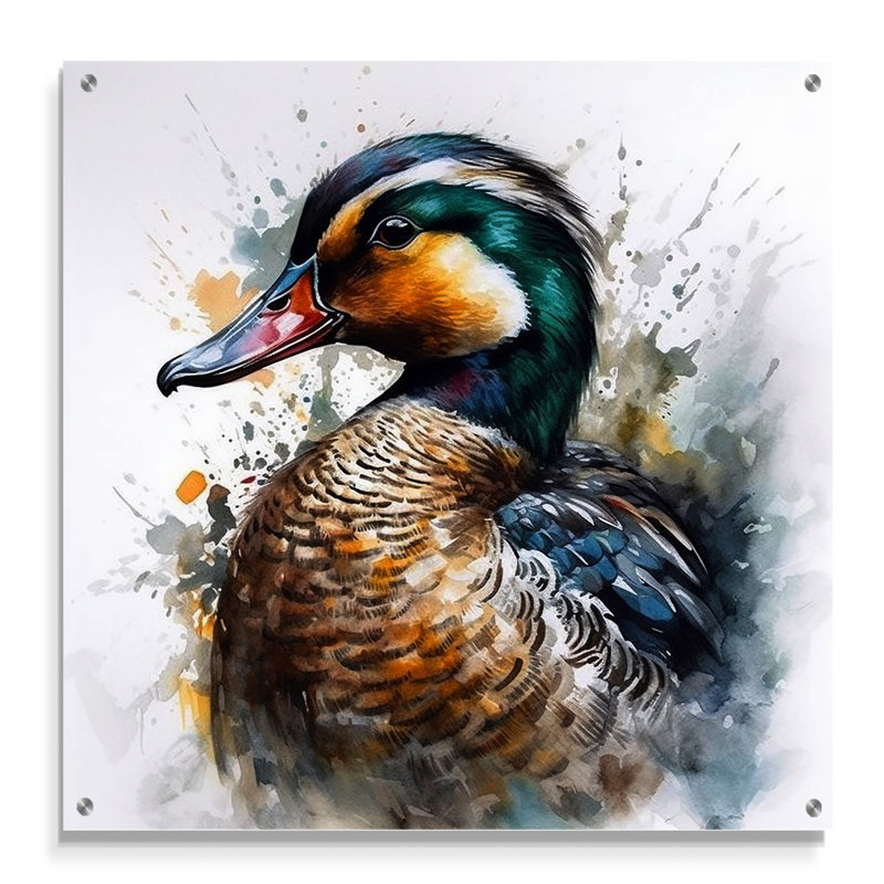 Magnifique_Magnou canard III - canard, décoration murale en acrylique, H 16 po x l 16 po