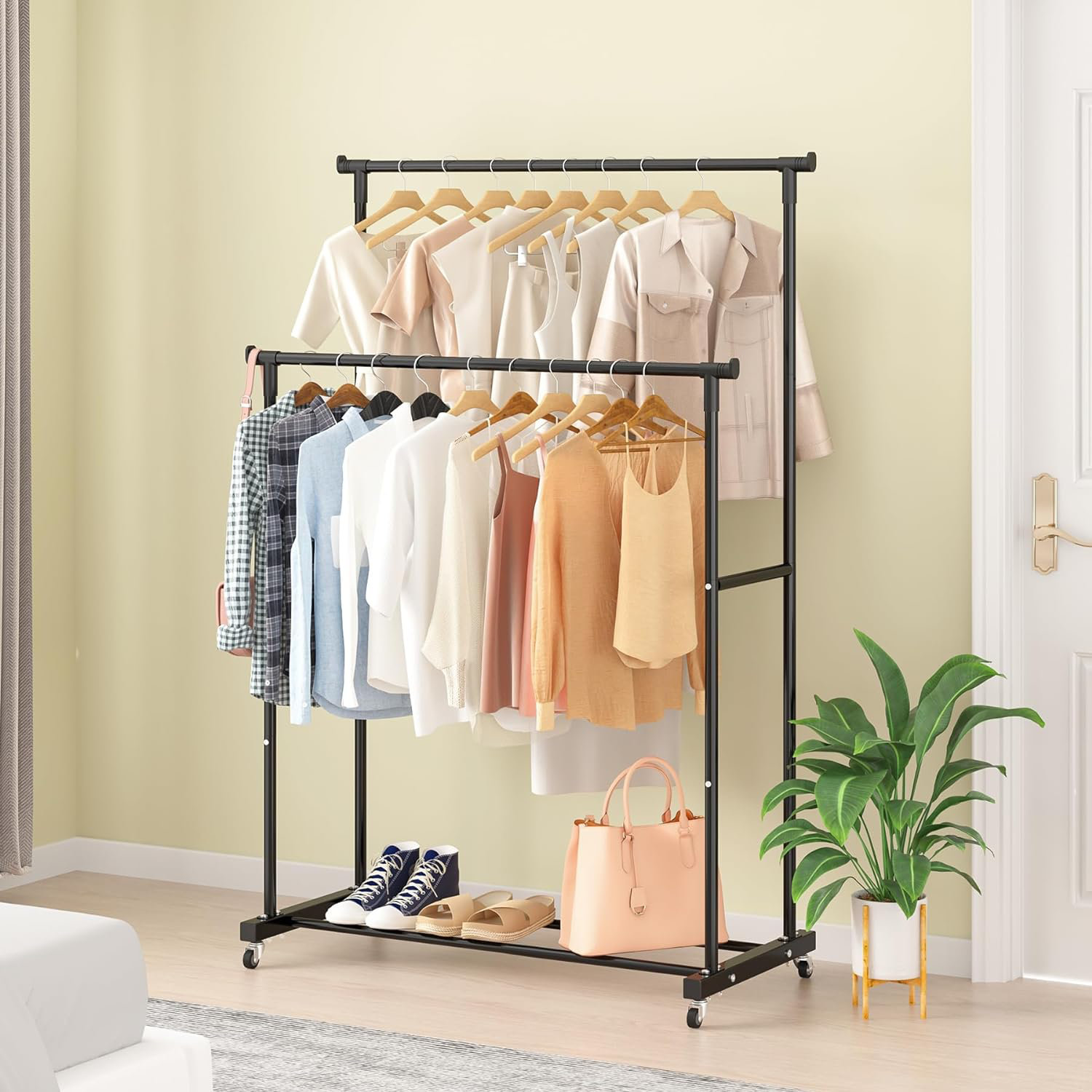 Rebrilliant Nikolos 31.34'' Metal Rolling Clothing Rack Covers | Wayfair