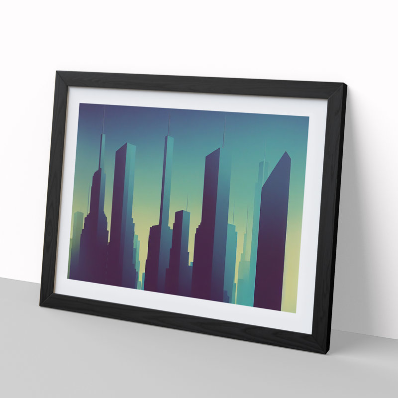 Glorious Skyscraper Skyline - Framed Print, 46cm H x 64cm W x 2cm D, Black