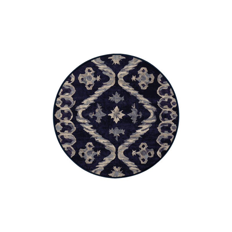 Machine Washable Purple Area Rug, Round 5'