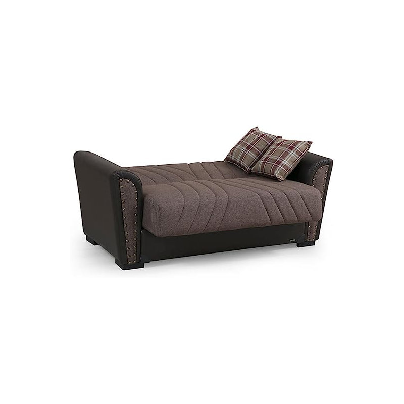 Causeuse convertible en tissu Ballone, Mélange de polyester brun