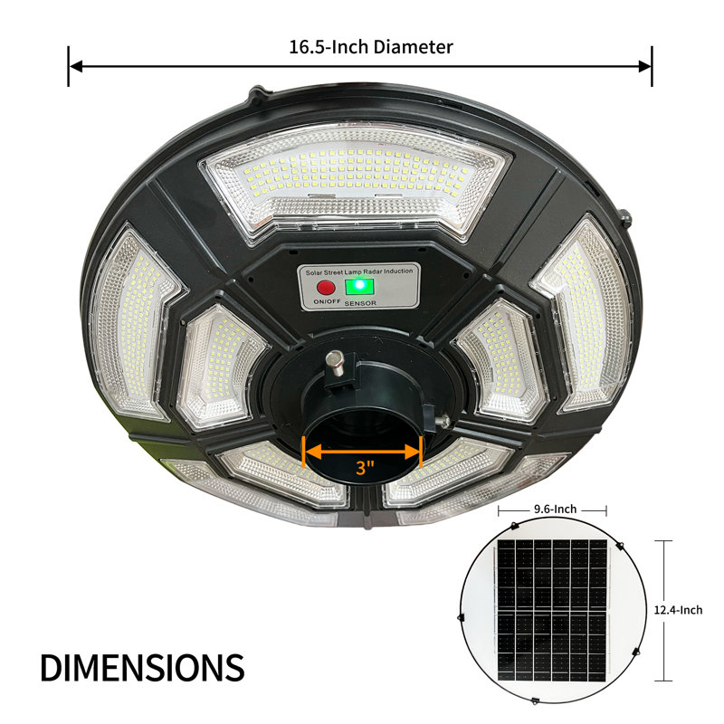Tête de lampadaire d'extérieur solaire avec sécurité Radar et bricolage facile