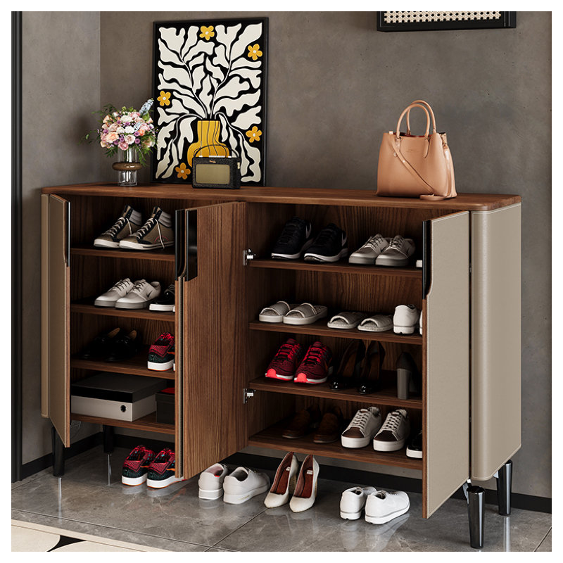 Ancient Style Solid Wood Shoe Cabinet 40 Pair Shoe Storage Cabinet
