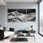 Abstrait paysage de montagne, ensemble de 3 impressions sur toile-2095845505
