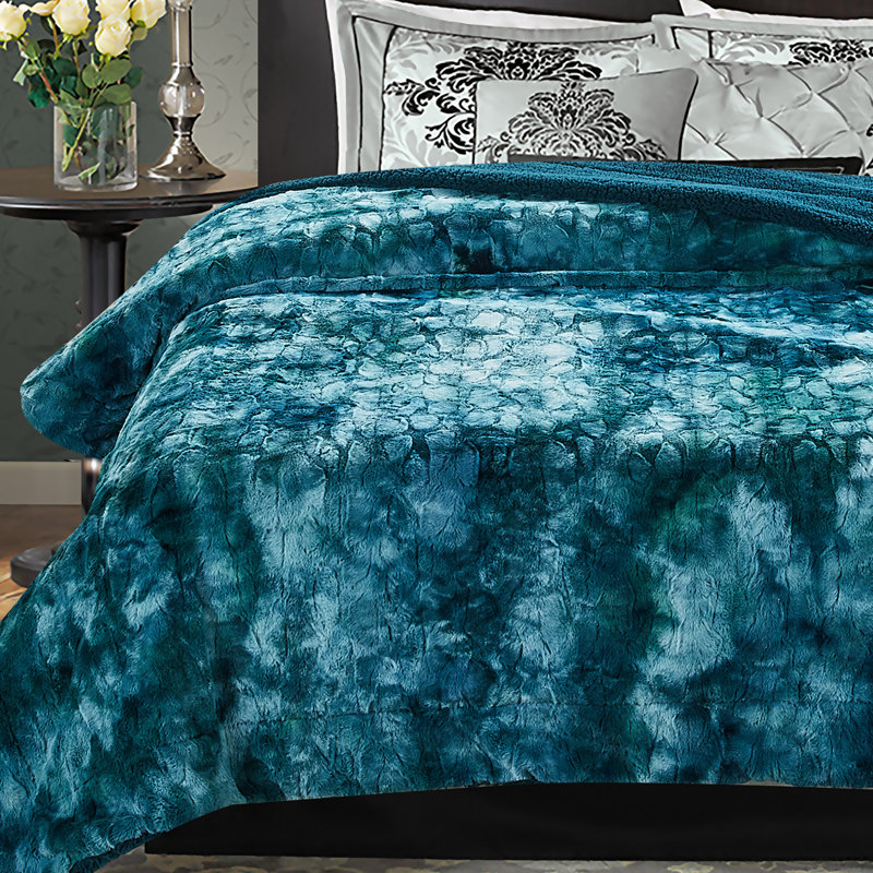 Couverture tissée , Bleu sarcelle, H 90 po x l 66 po x P 1 po