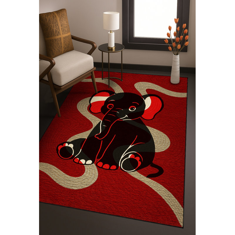 Tapis noir tissé à motif lavable Mosso, 3'3" x 6'7"