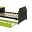 Lit de jour double en bois avec couchette, bureau et port USB-989337174