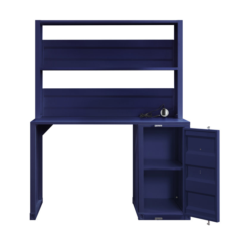 Ensemble de bureau d'écriture avec huche et chaise Parke, Bleu