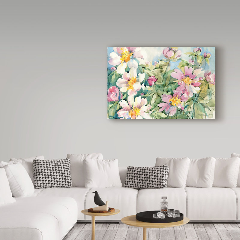 «Palette des pivoines» de Mattox, reproduction d'aquarelle sur toile tendue, H 16 po x l 24 po x P 2 po