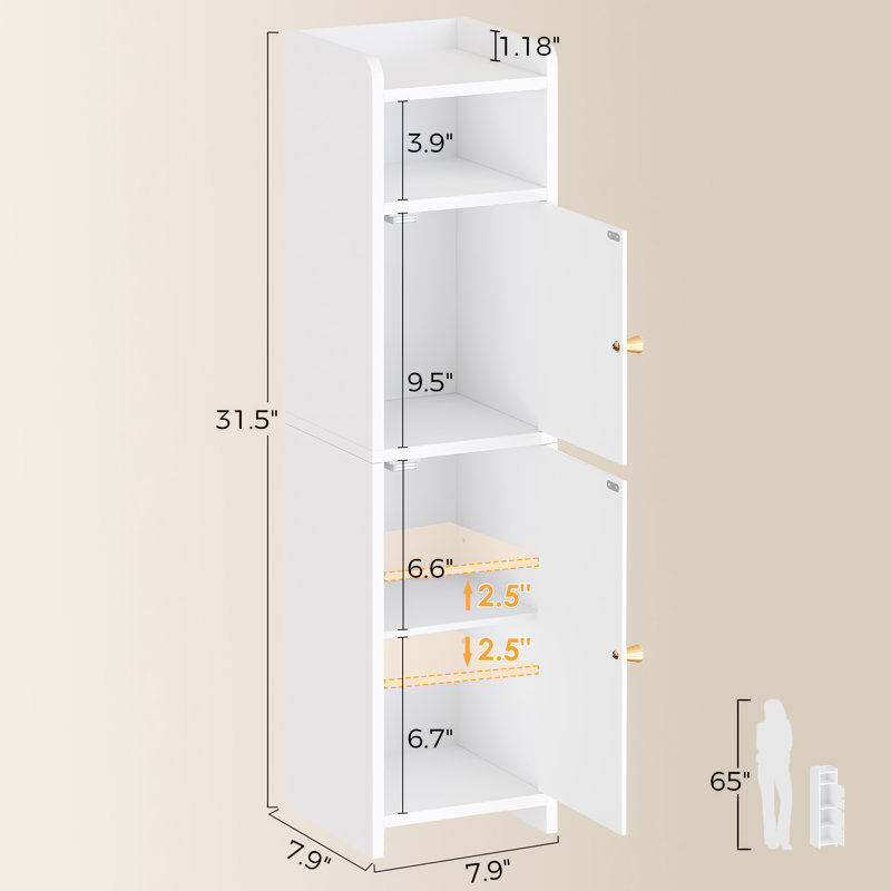 Holtby Bathroom Storage Cabinet With 2 Doors And Adjustable Shelf