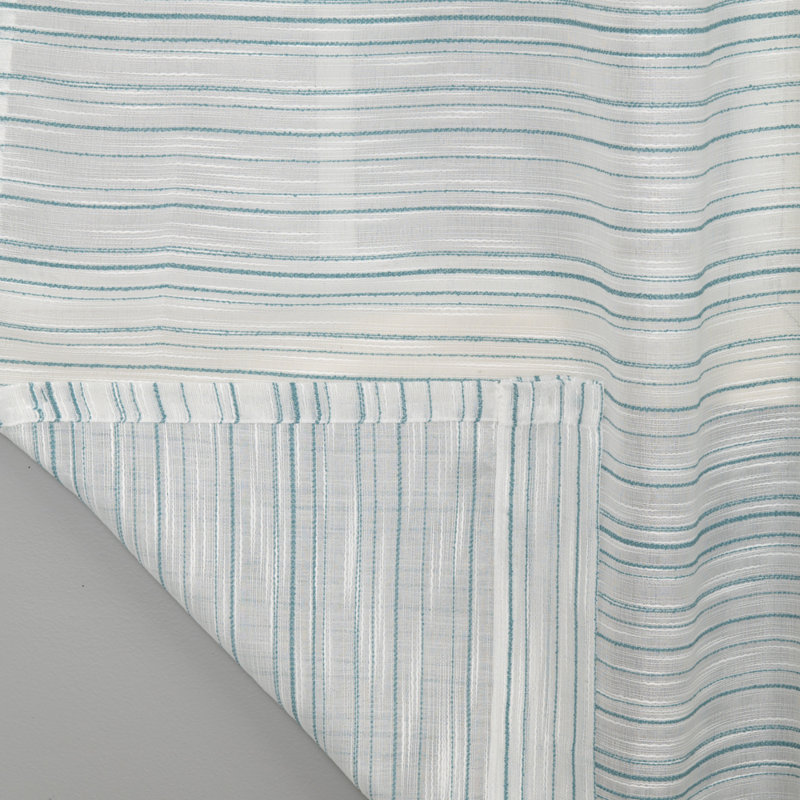 Cemya 100% Polyester Light Filtering Horizontal Stripped Curtain Panel with Rod Pocket Top , Teal, 52" W x 63" L