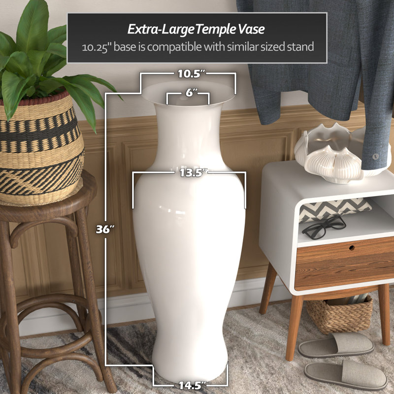 Vase de plancher en céramique HuneyCutt , Blanc