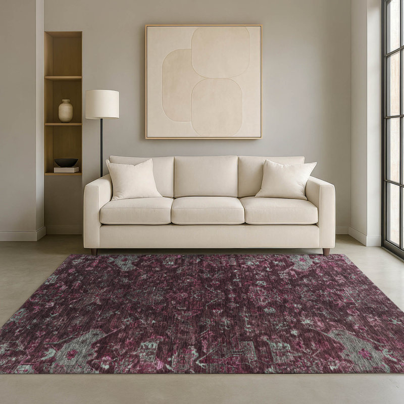 Tapis de qualité supérieure lavable à la machine Mayfield Global, Bourgogne, 9 pi x 12 pi