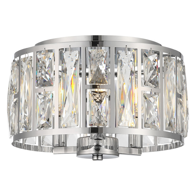 Plafonnier encastré en cristal 3 lumières Leanni, Chrome