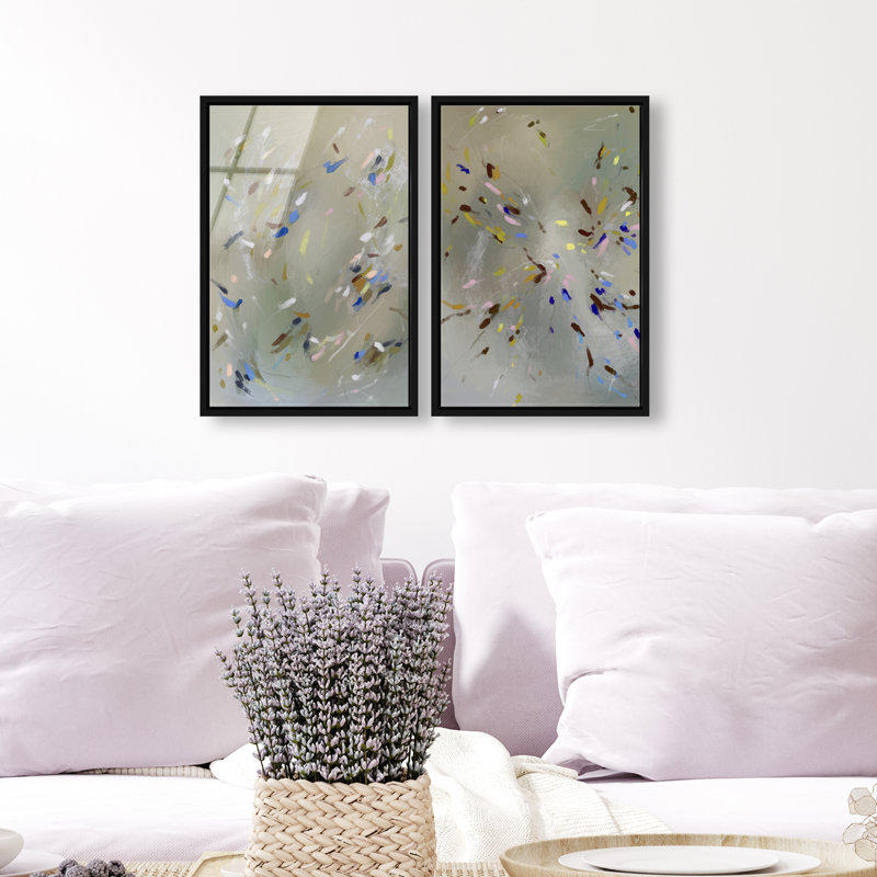 Spontaneous Traces Set Set by Oliver Gal, 32"H x 22"W, Black Floater Frame
