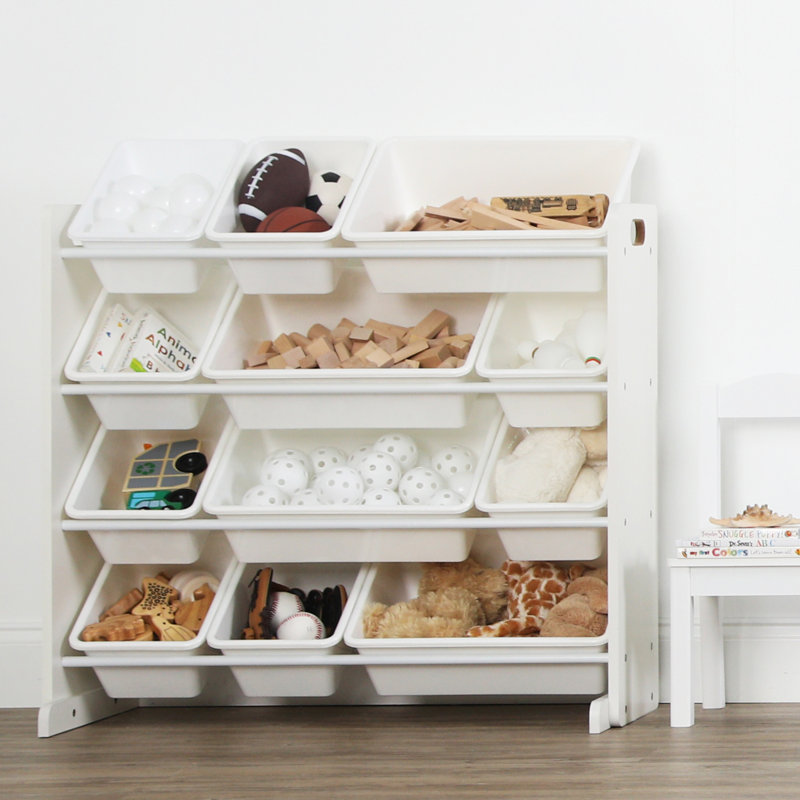 Kid's Toy Organiser, 31" H X 42" W X 15.5" D, Natural/White