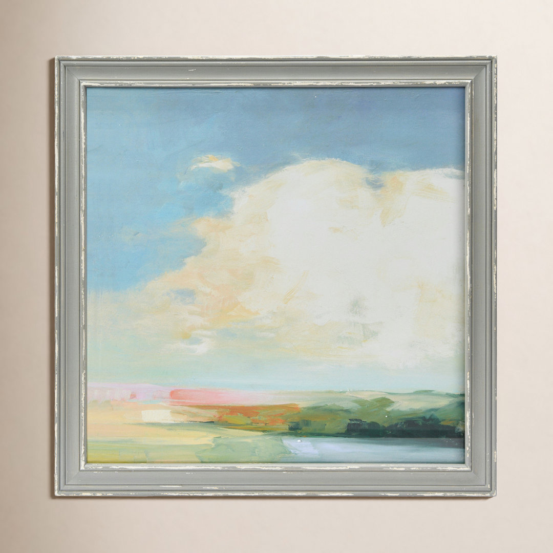 Square Abstract Landscape Print with Wood Frame and Glass Cover Birch Lane™