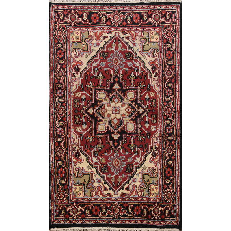 Tapis à motif oriental géométrique traditionnel 4 x 6