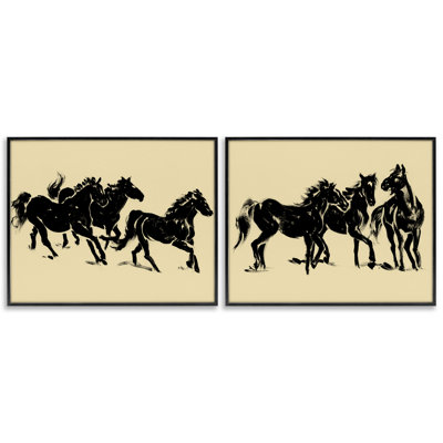 Horses in Motion Stampede 2pc Framed Giclee Set, design by Victoria Barnes