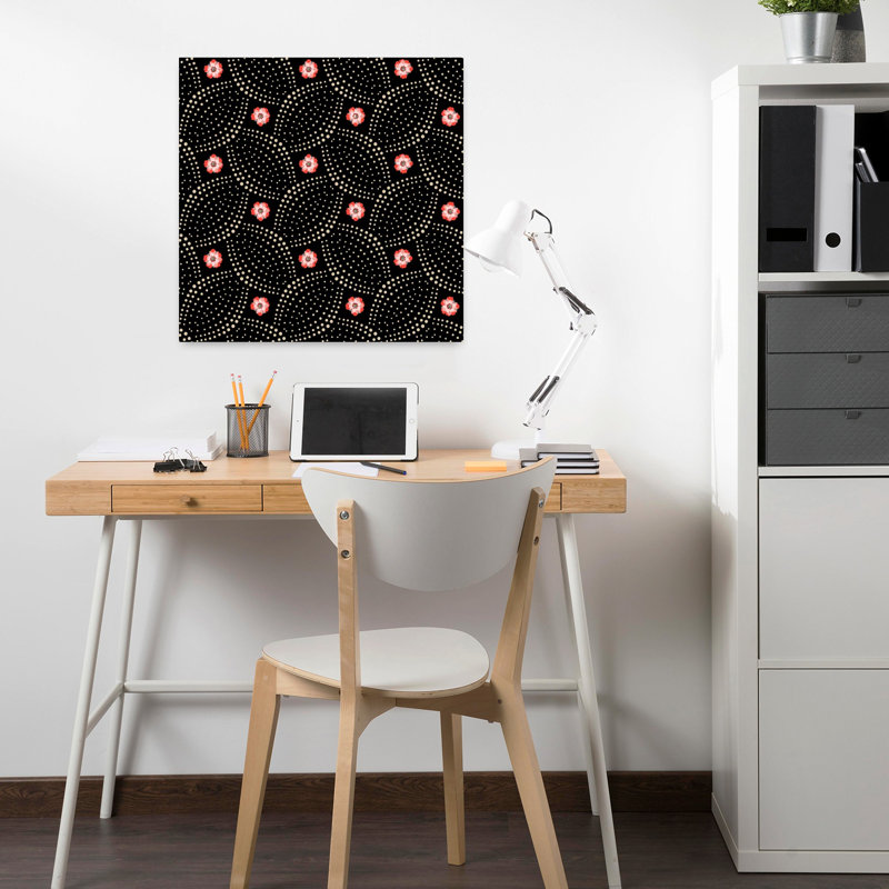 Art mural de fleurs de cerisier à pois tissés et Ditsy, H 18 po x l 18 po