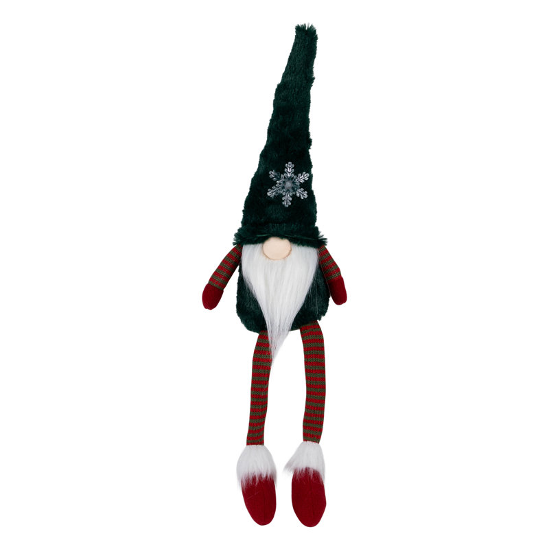 Gnome assis à DEL avec flocon de neige - Vert