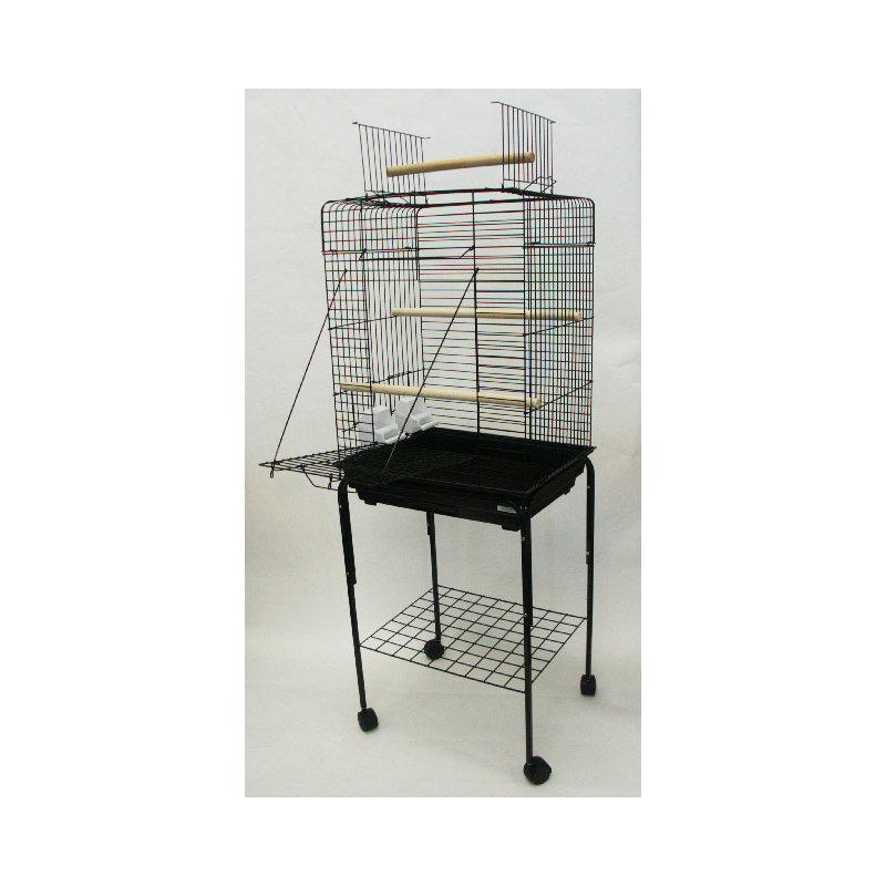 Petite cage à oiseau avec support open play top perroquet, Noir