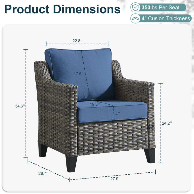 Chaises longues avec coussins Arlene, Bleu