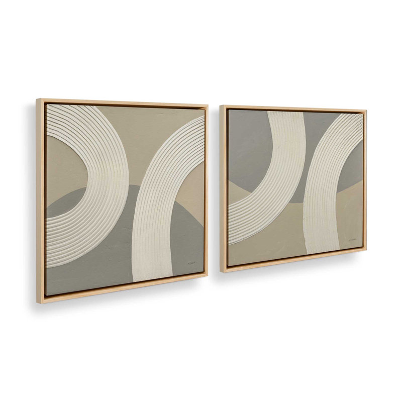 Ensemble de 2 impressions sur toile dans un cadre doré, rythme de 32 po x 32 po, H 25 po x l 50 po x P 1,75 po