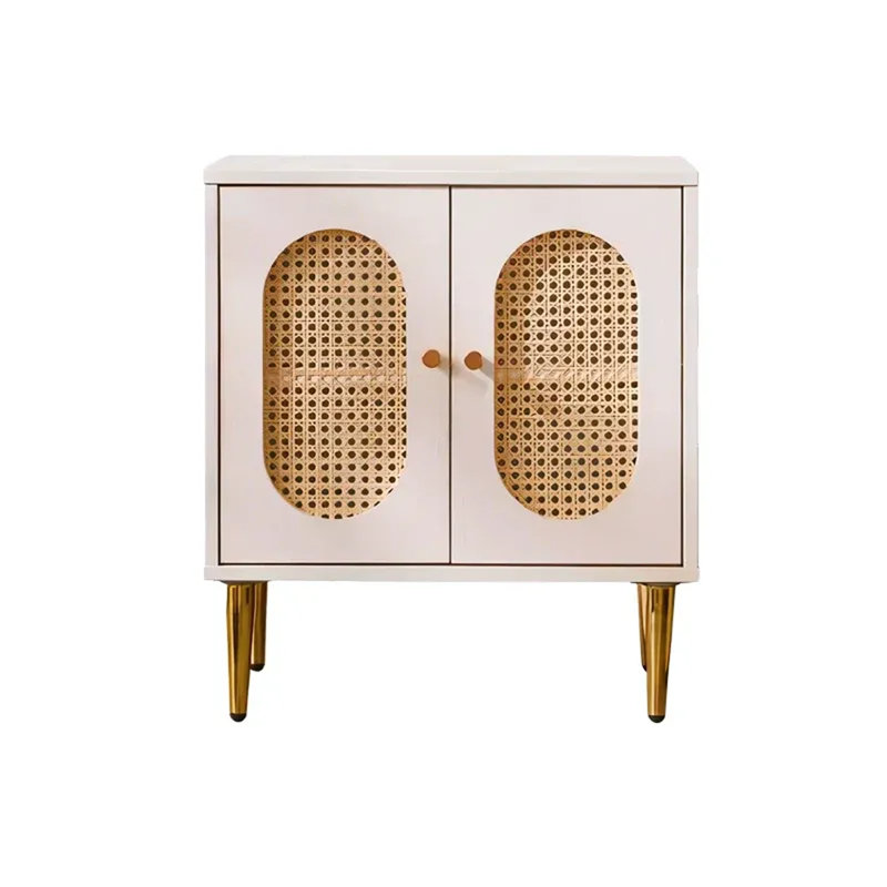 Lille 2 Door Rattan Bedside Cabinet, White