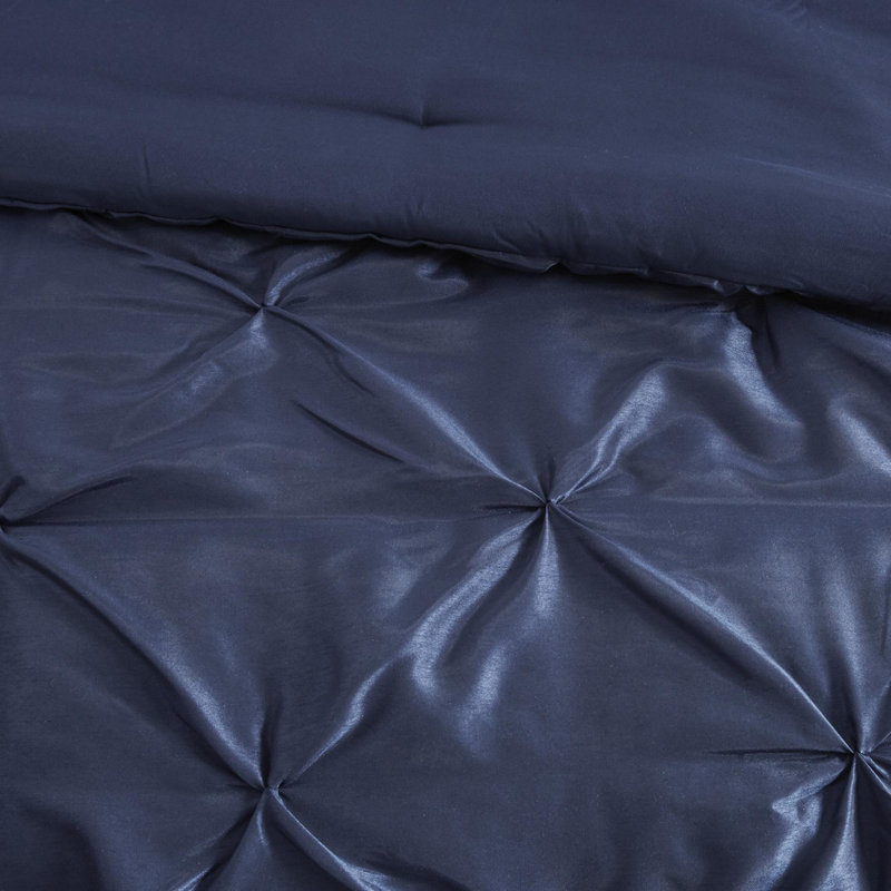 Tufted Comforter 7 Piece Set, Queen Comforter + 6 Additional Pieces, Navy