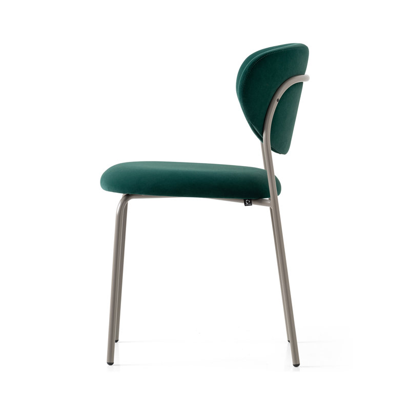 Cozy Upholstered Chair with Metal Frame, Matt Optic White, Forest Green