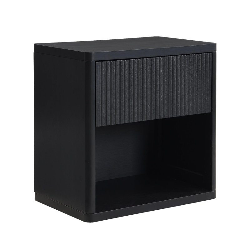 Modern Minimalist Style Large Capacity Nightstand With Hidden Drawer, Black