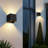 Matte Black Aluminum Cube Led Outdoor Wall Sconce Up Down Light With Adjustable Light Beam-1194198712