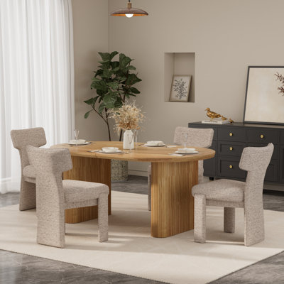 Ensemble de table de salle à manger extensible Modern Farmhouse en bois massif pour 4 à 6 personnes, ensemble de table de salle à manger extensible Modern