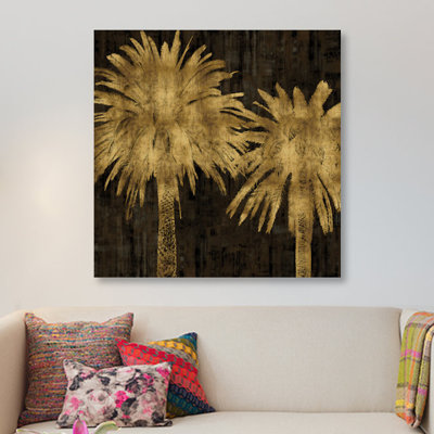 «Palms in Gold II» par Kate Bennett - Estampe numérique sur toile tendue avec châssis
